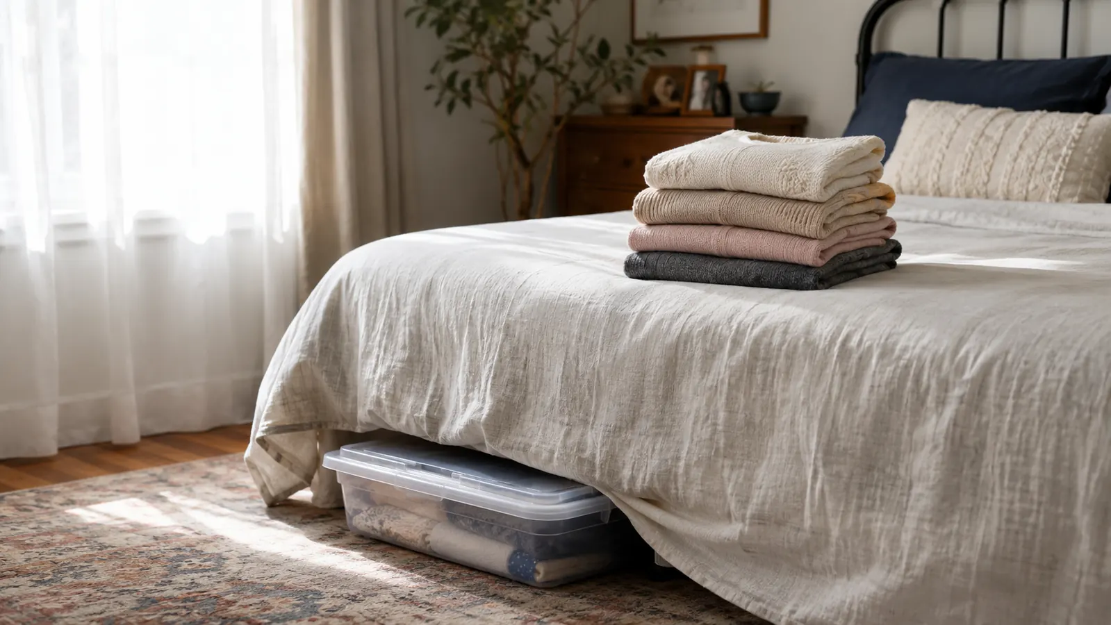 How to Store Off-Season Clothes with Under-Bed Bins